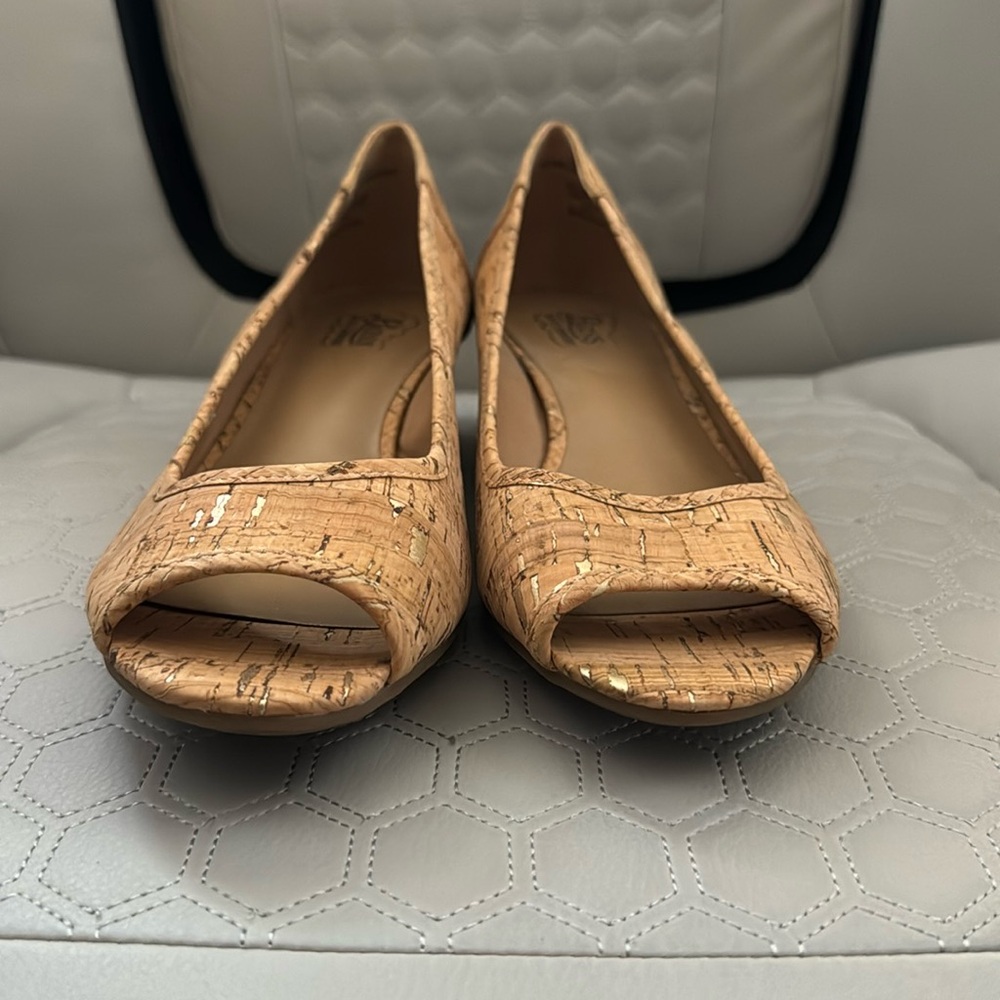 Bass Makenna Cork Peep Toe Wedge Pump Sandals